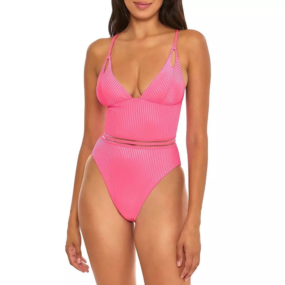 Isabella Rose NWT Queensland high leg neon Barbie pink one piece swimsuit